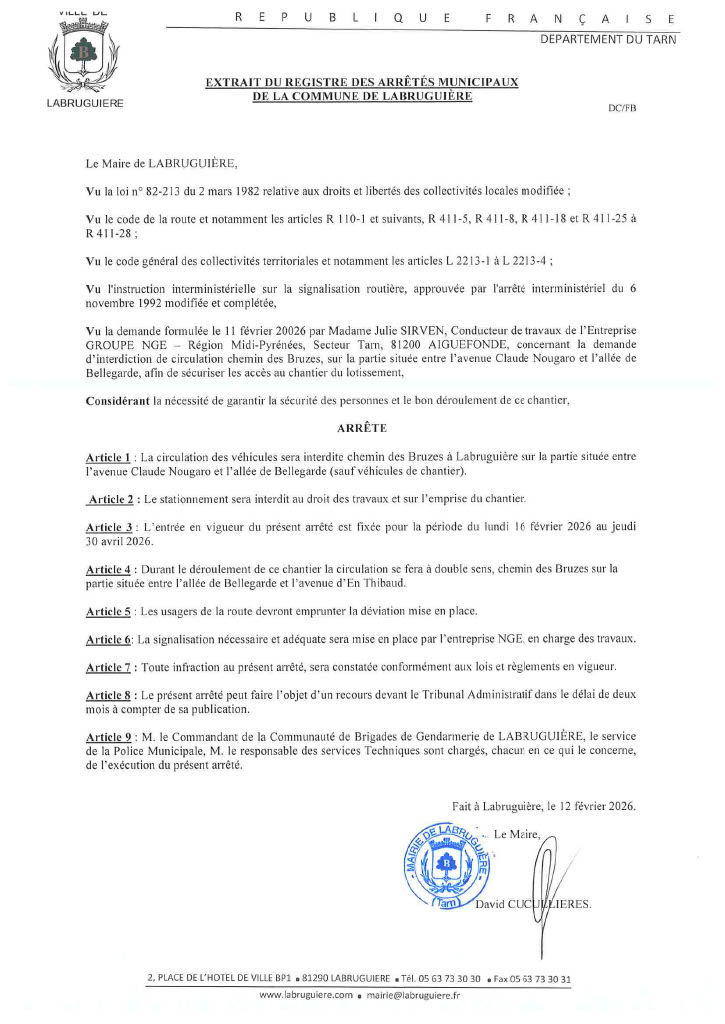 FERMETURE NGE - CHEMIN DES BRUZES