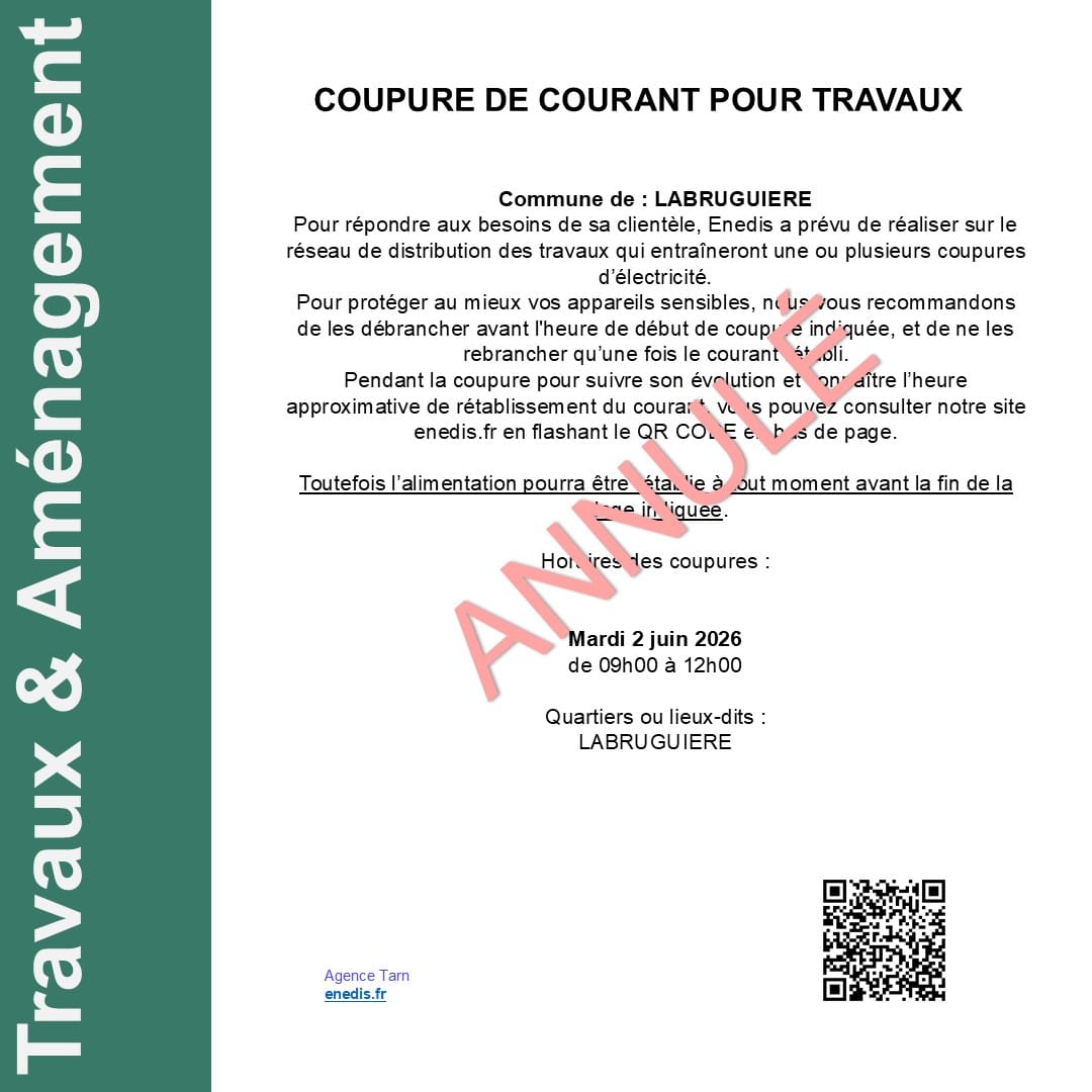 COUPURE DU 2 JUIN 2026
