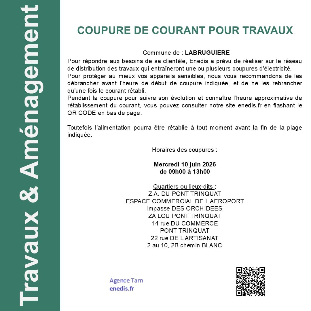 COUPURE DU 10 JUIN 2026